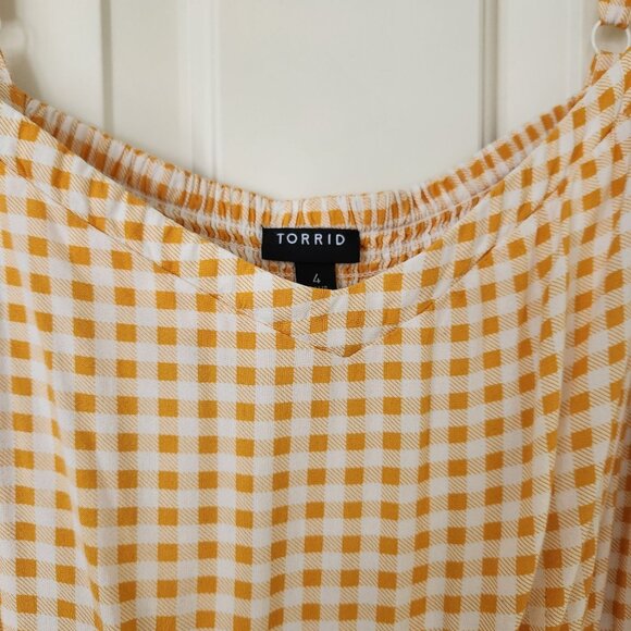Torrid Yellow White Gingham Sleeveless Dress Lightweight Flowy Pretty Cute 4X - Picture 4 of 12